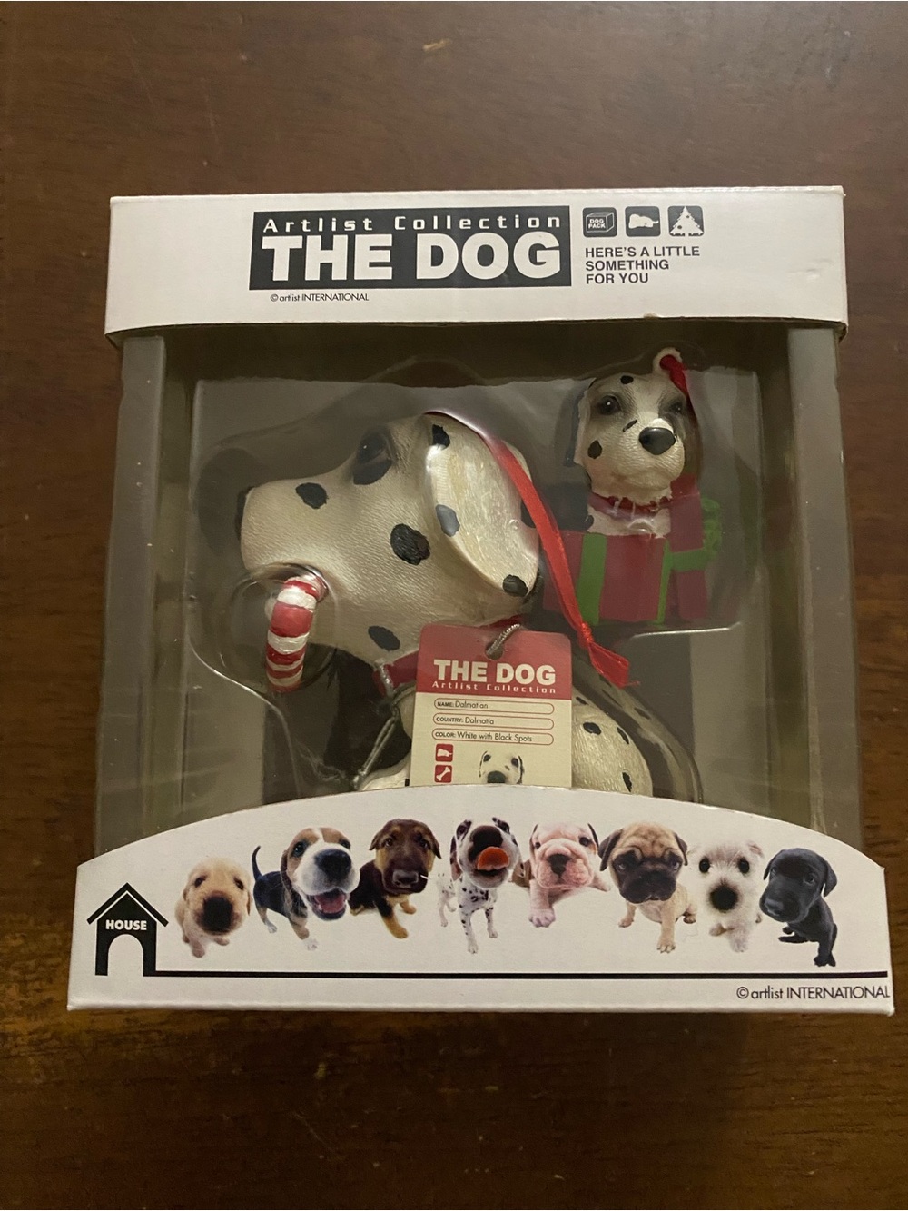 Kurt Adler Dalmatian Figurine with Red Ribbon and Candy Cane Accent